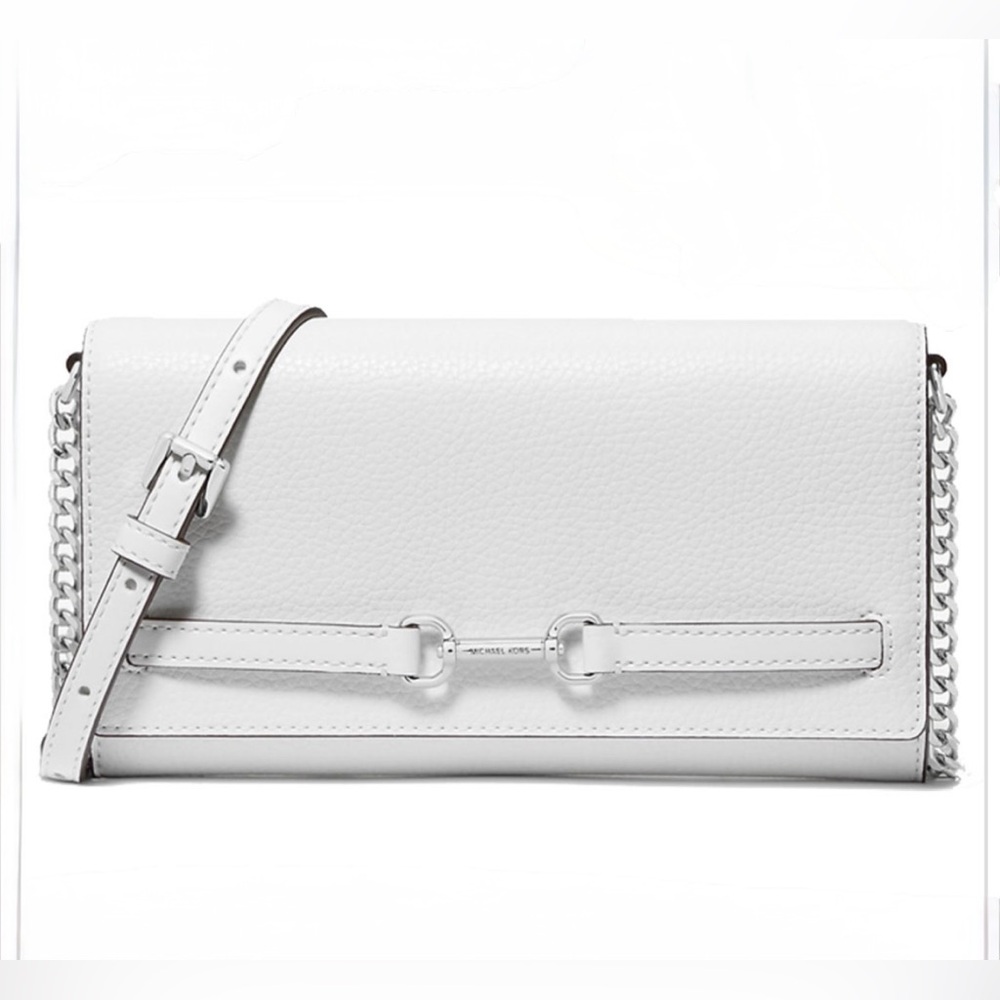 Michael Kors Carson Large Pebbled Leather Convertible Crossbody Bag Optic
White